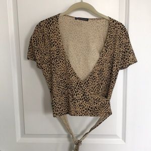 NWOT Brandy Melville Leopard Wrap Top